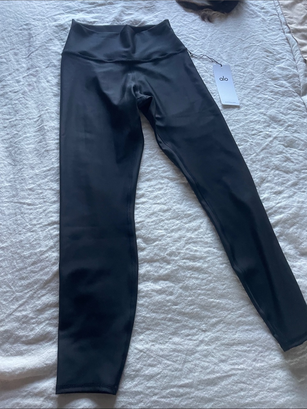 ALO Yoga Black 7/8 High-Rise airlift  tailor haute Leggings with Logo Tag